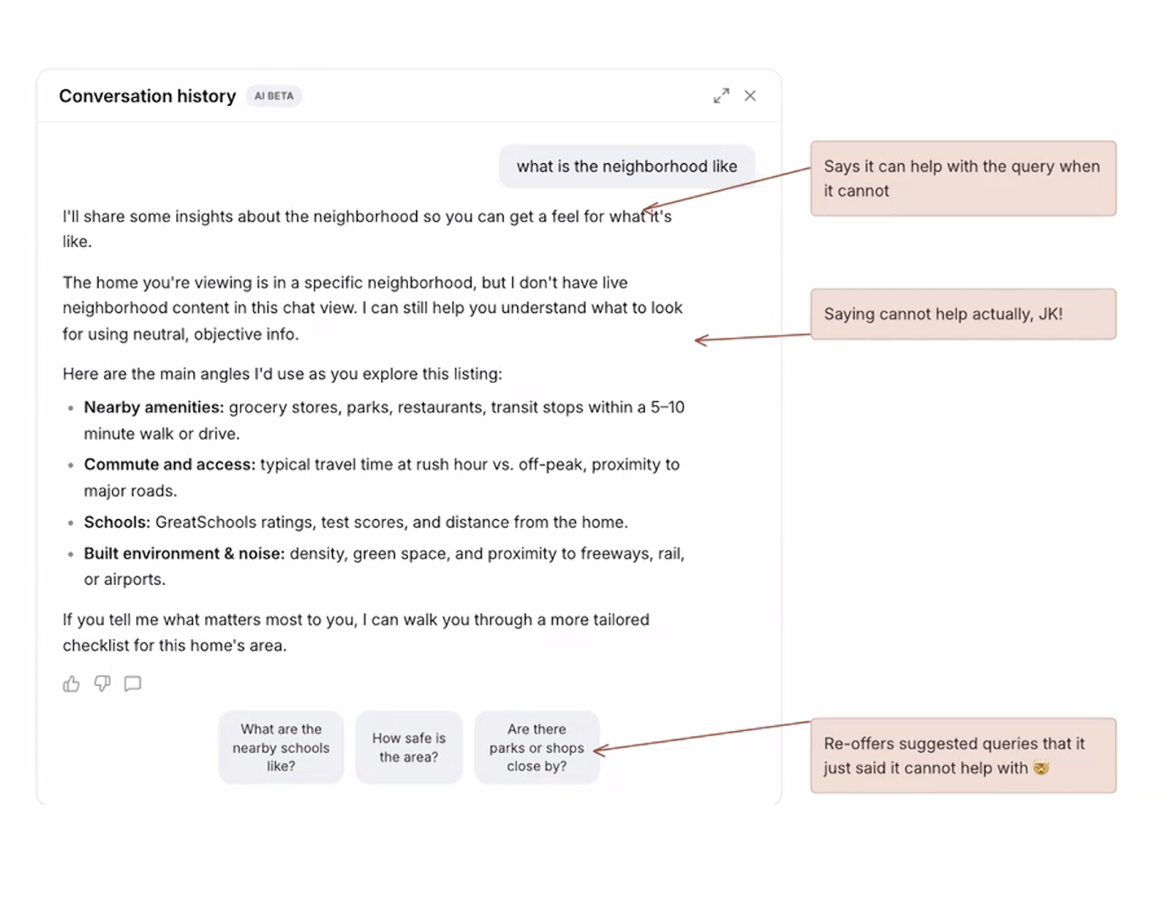 Agent says it can help, reverses itself, then re-offers the queries it just declined